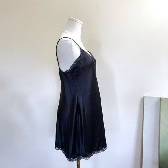 Victorias Secret Satin Slip Dress M Lace Trim Dark Romantic Whimsigoth Intimate - Picture 4 of 13